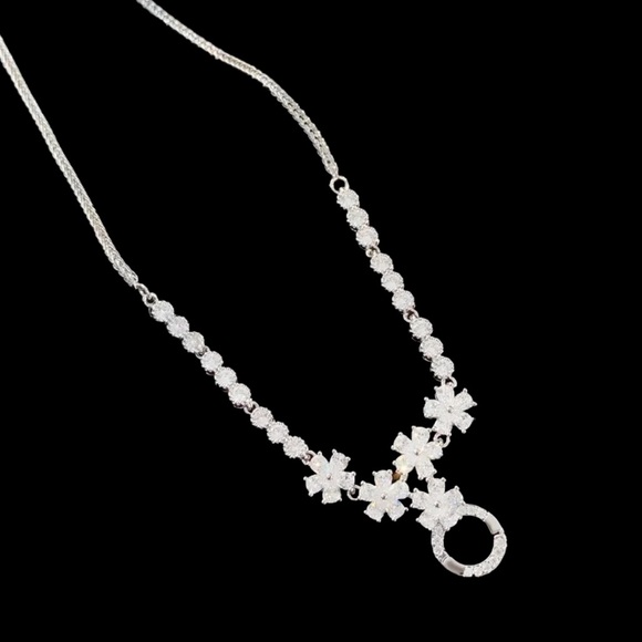 Silver Crystal Circle Necklace - Picture 7 of 8